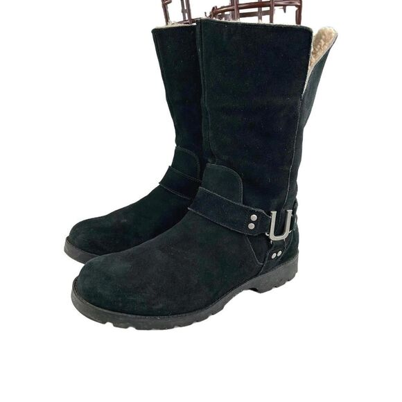 UGG Australia Women's Barlow Black US 10 Suede Shearling Boot 1/4 Zip Boots - Picture 1 of 12